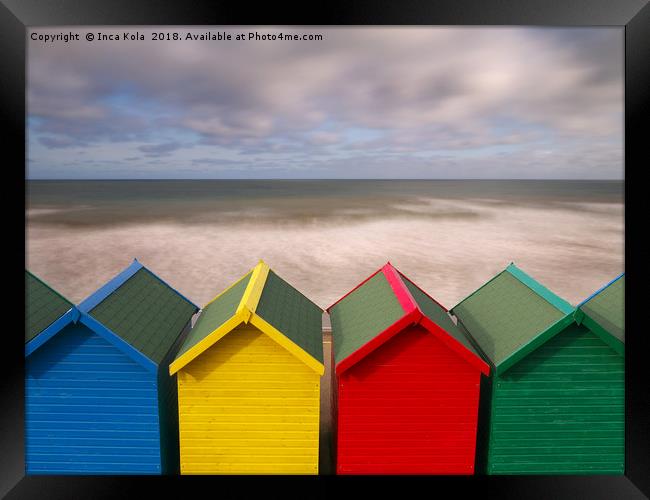 Beach Huts In Whibty Framed Print by Inca Kala