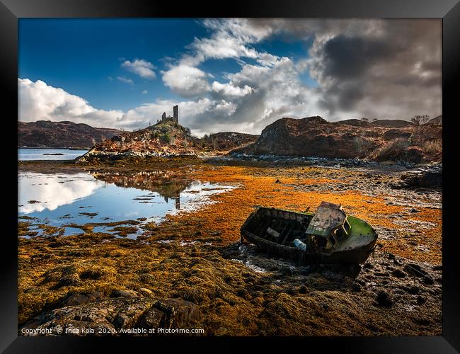 Caisteal Maol and abandoned boat on Skye Framed Print by Inca Kala