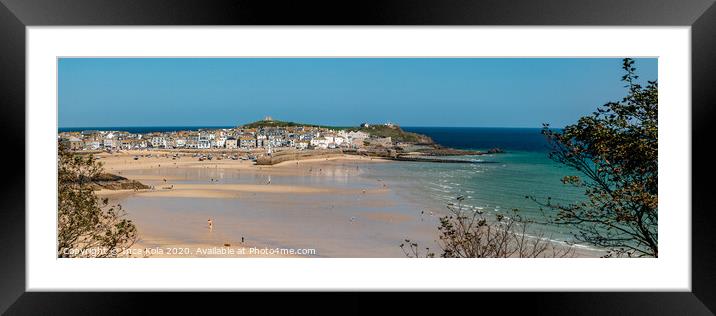 The Beach at St Ives Harbour Through the Trees Framed Mounted Print by Inca Kala