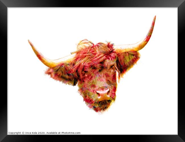 The Colourful Highland Cow Framed Print by Inca Kala