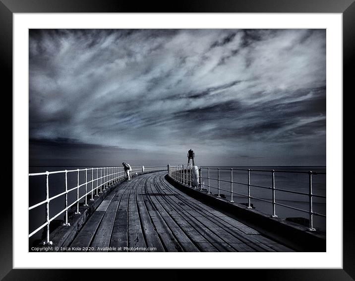 Looking Out To Sea on Whitby Pier Framed Mounted Print by Inca Kala