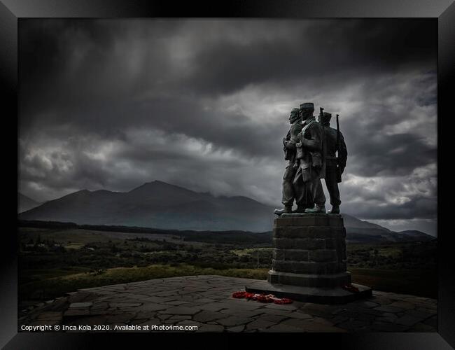Commando Memorial - The Nevis Range in the Backgro Framed Print by Inca Kala
