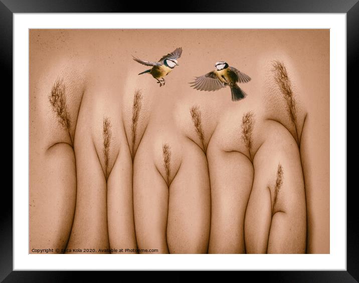 A Bird In The Hand Is Worth Two In The Bush Framed Mounted Print by Inca Kala