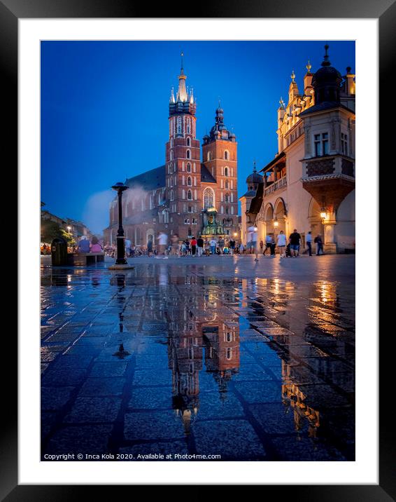 Reflections of St Mary's Basilica in Krakow Framed Mounted Print by Inca Kala