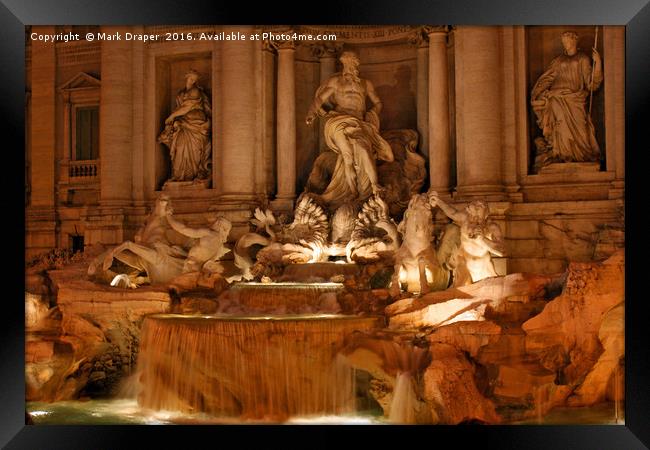 Trevi Fountain at Night Framed Print by Mark Draper