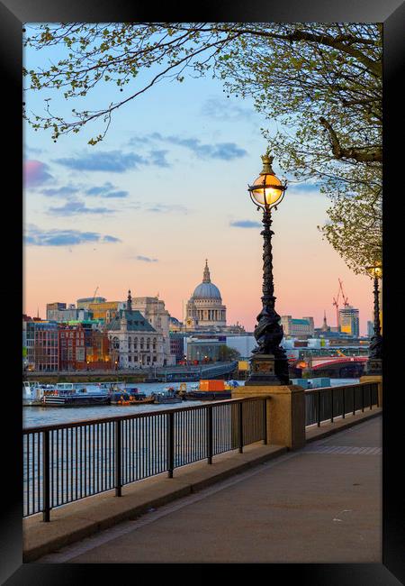 St Paul's Cathedral at sunset  Framed Print by Mark Draper
