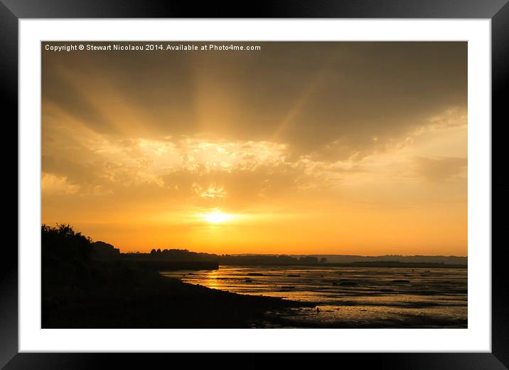 sunset At Riverside Country Park Framed Mounted Print by Stewart Nicolaou