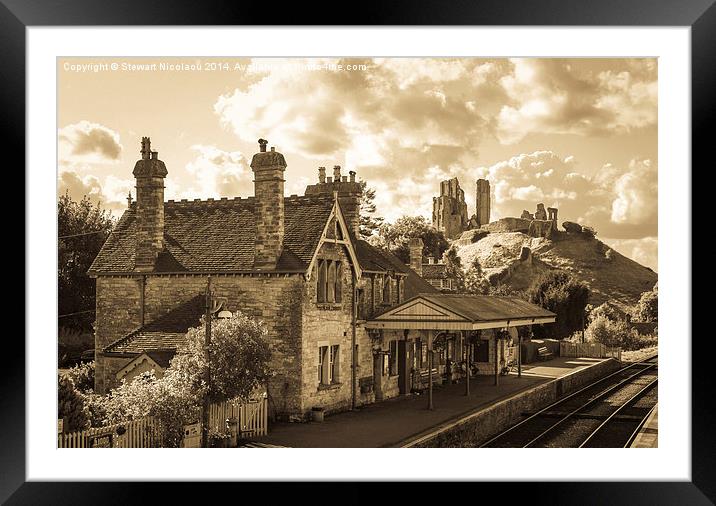 Corfe Train Station Framed Mounted Print by Stewart Nicolaou