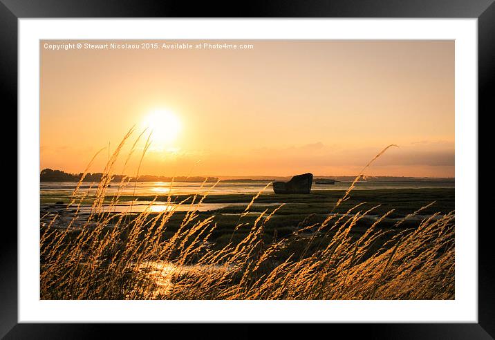 Setting Sun at Riverside Country Park Framed Mounted Print by Stewart Nicolaou