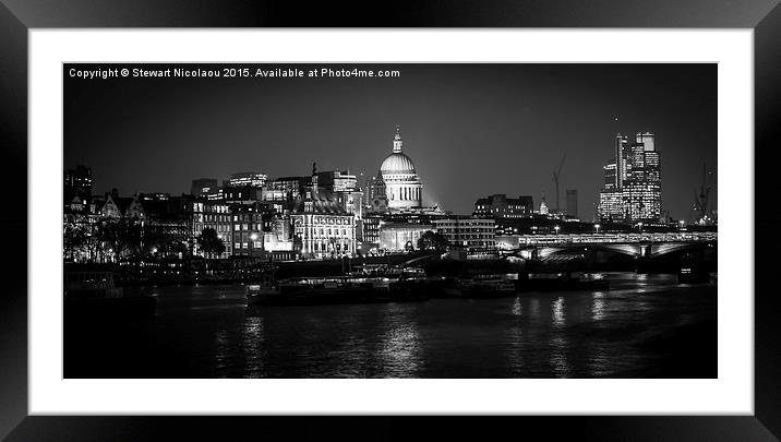 London St Pauls Cathedral By Night Framed Mounted Print by Stewart Nicolaou