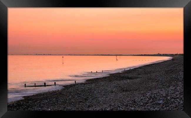 Bracklesham bay, Sunset Framed Print by Stewart Nicolaou