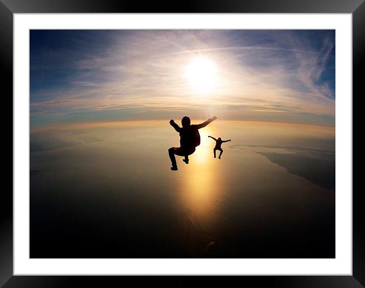 skydive sunset over the bay Framed Mounted Print by Ewan Cowie