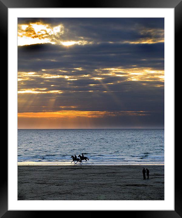 Sun Set At Broadhaven Framed Mounted Print by Mark Williams