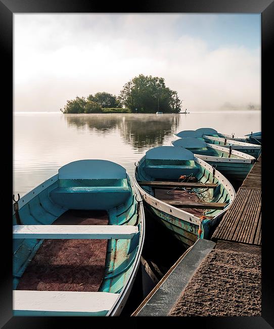 Llangorse Lake Boats Framed Print by John Pinkstone