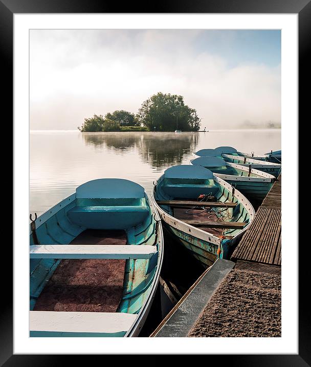 Llangorse Lake Boats Framed Mounted Print by John Pinkstone
