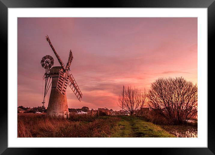 Thurne Windmill Sunset River Thurne Framed Mounted Print by James Taylor