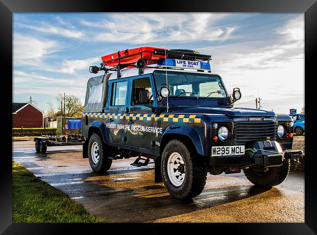 Hemsby Broads Rescue Landrover and Trailer Norfolk Framed Print by James Taylor