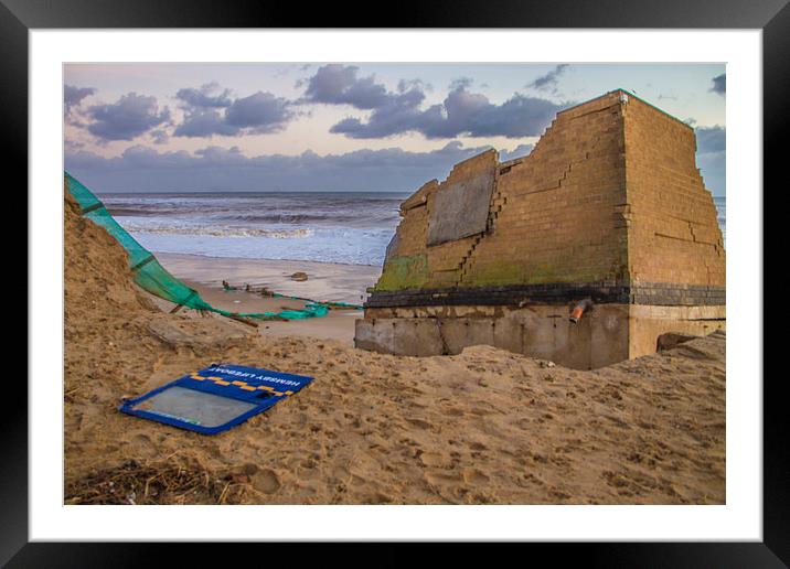 Hemsby Beach Old Lifeboat Shed After Surge Framed Mounted Print by James Taylor