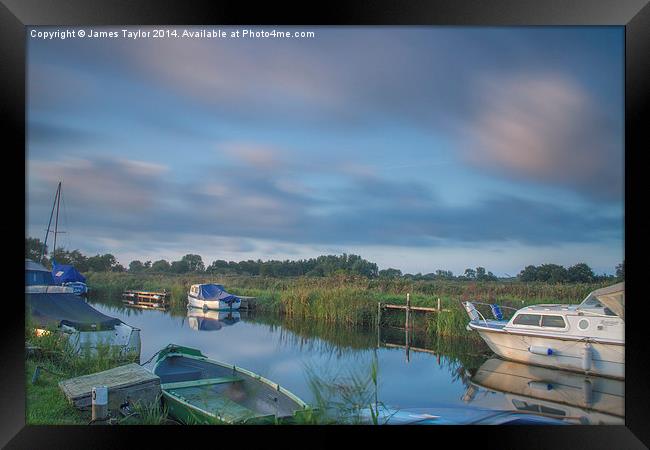  Martham Boat Yard Moving Clouds Framed Print by James Taylor