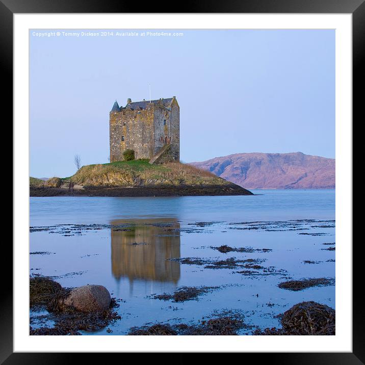 Majestic Castle Stalker Reflected in Scottish Wate Framed Mounted Print by Tommy Dickson