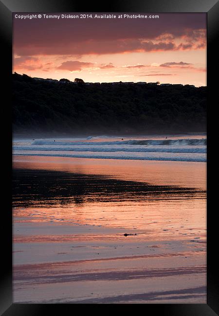 Riding the Waves of Cayton Bay Framed Print by Tommy Dickson
