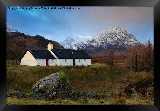 Black Rock Cottage, Glencoe. Framed Print by Tommy Dickson