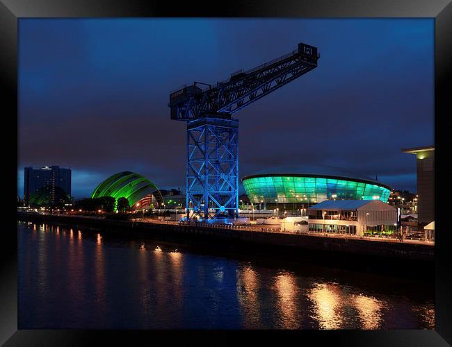 Glasgows Vibrant Night Skyline Framed Print by Tommy Dickson