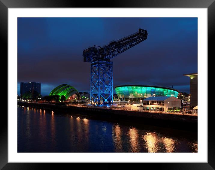 Glasgows Vibrant Night Skyline Framed Mounted Print by Tommy Dickson