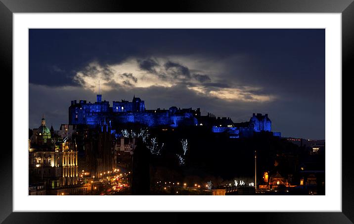  Edinburgh Castle at night. Framed Mounted Print by Tommy Dickson