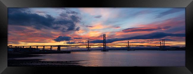 Majestic Sunset on the Forth Bridges Framed Print by Tommy Dickson