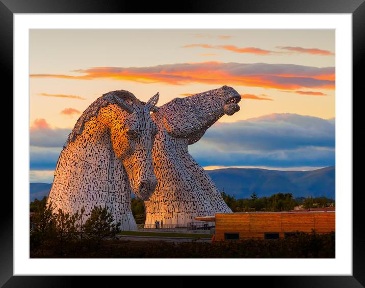 Sunset at the Kelpies. Framed Mounted Print by Tommy Dickson