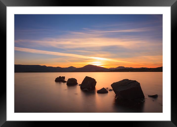 Sunset at Loch Lomond. Framed Mounted Print by Tommy Dickson