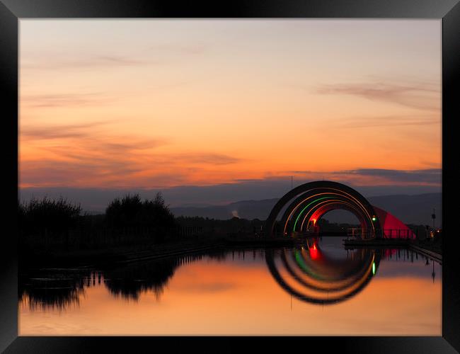 Falkirk Wheel at sunset. Framed Print by Tommy Dickson