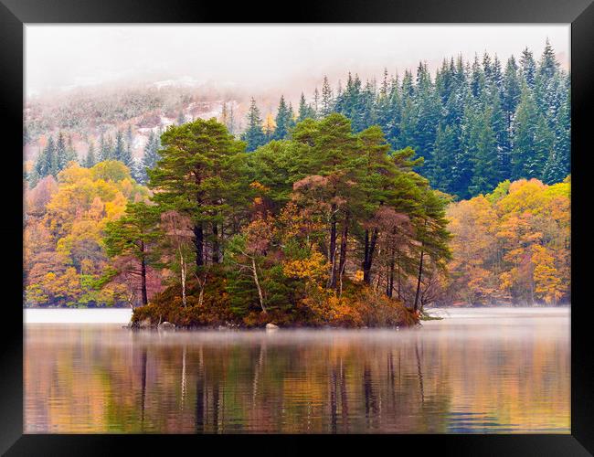 Loch Katrine autumnal scene. Framed Print by Tommy Dickson