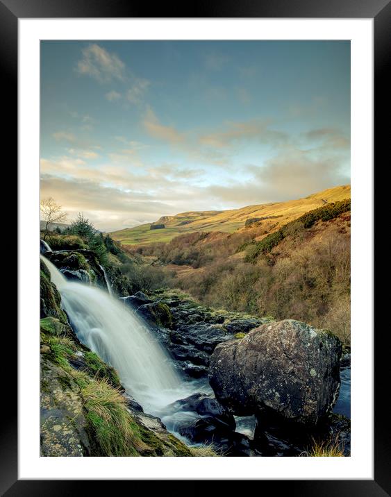 Loup of Fintry waterfall in Central Scotland. Framed Mounted Print by Tommy Dickson