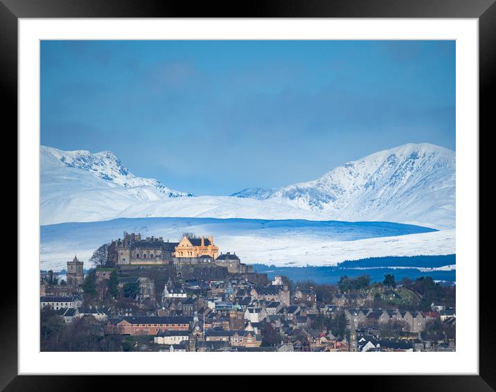City of Stirling with snow covered Stuc a Chroin a Framed Mounted Print by Tommy Dickson