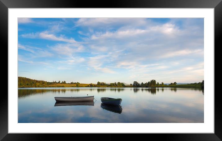 Fishing boats on Loch Rusky in the Trossachs Framed Mounted Print by Tommy Dickson