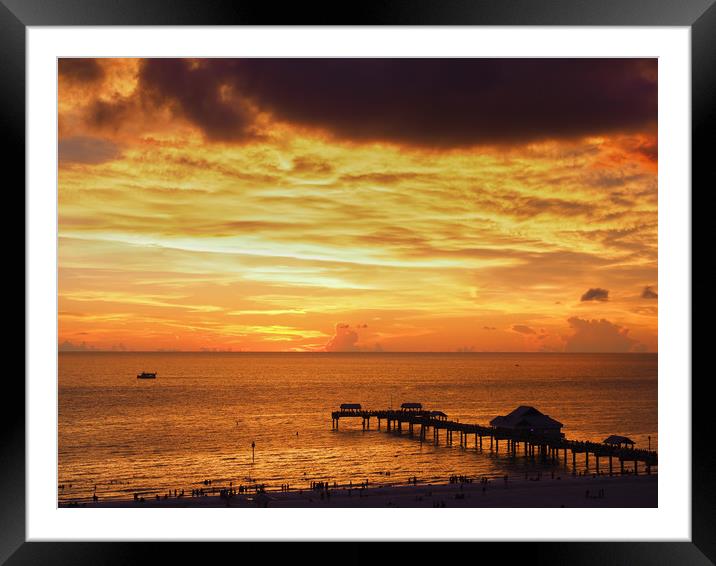 Glowing Gulf Sunset Framed Mounted Print by Tommy Dickson
