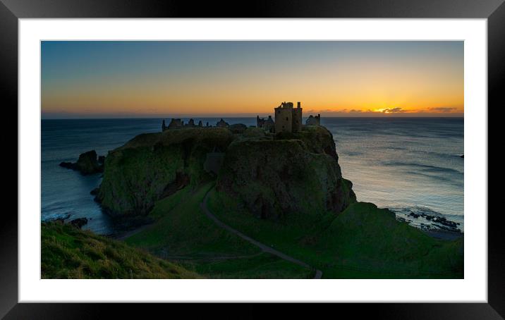 Dunnottar Castle at Sunrise. Framed Mounted Print by Tommy Dickson