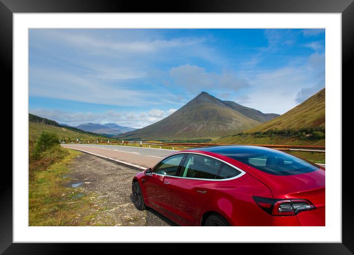 Tesla Road Trip. Framed Mounted Print by Tommy Dickson