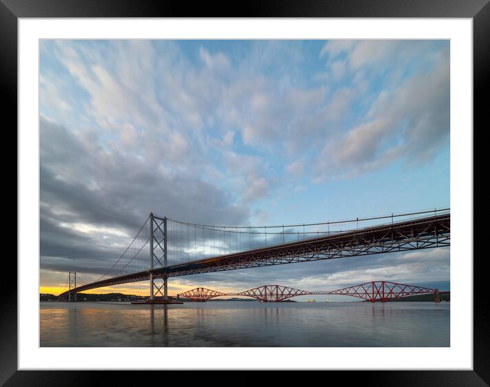 The Forth road and rail bridges. Framed Mounted Print by Tommy Dickson