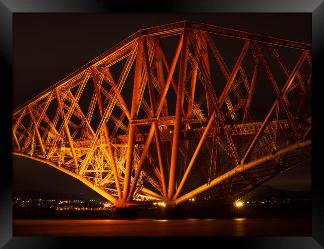 Forth Bridge at night. Framed Print by Tommy Dickson