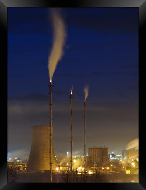 Petrochemical Industry at night. Framed Print by Tommy Dickson
