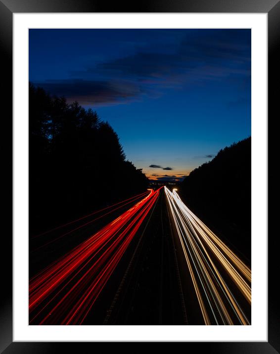 Motorway Light Trails. Framed Mounted Print by Tommy Dickson