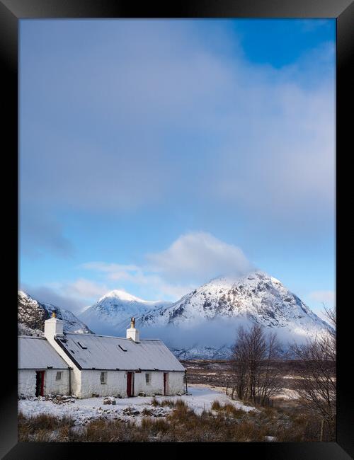 Black Rock Cottage and Buachaille Etive Mor. Framed Print by Tommy Dickson