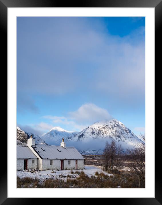 Black Rock Cottage and Buachaille Etive Mor. Framed Mounted Print by Tommy Dickson