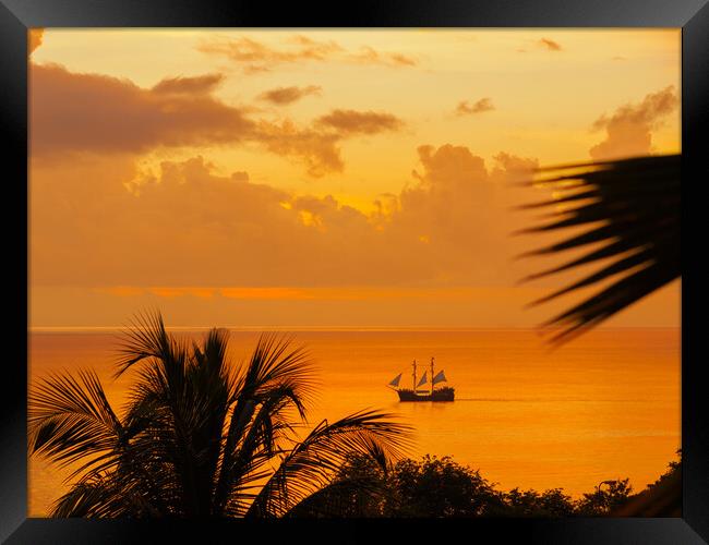 Sunset in Saint Lucia. Framed Print by Tommy Dickson