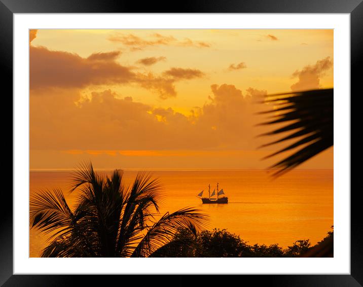 Sunset in Saint Lucia. Framed Mounted Print by Tommy Dickson