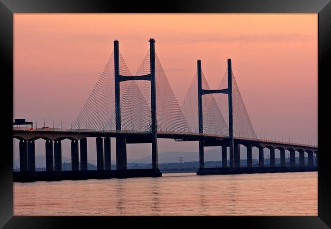 Second Severn Crossing at sunset Framed Print by Paul Nicholas