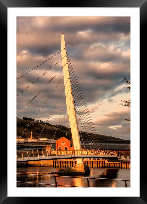 Swansea Sail Bridge late evening Framed Mounted Print by Paul Nicholas